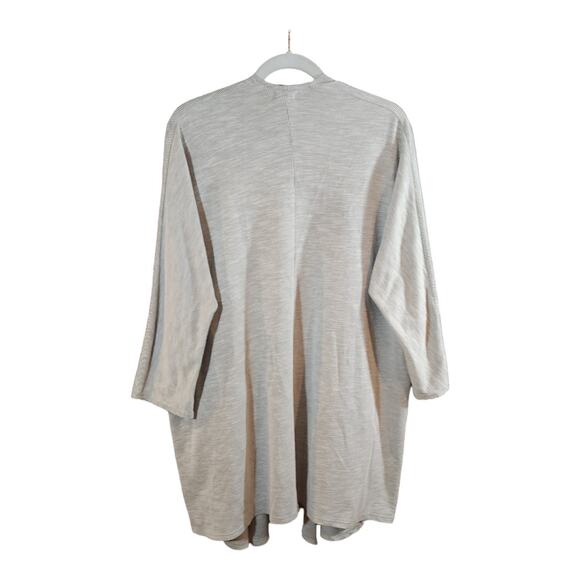 DONNI. Ribbed Knit Open-front Longline Sandwash Cardigan Neutral Women's O/S - Picture 5 of 7